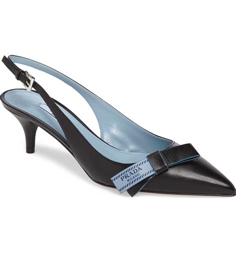 prada logo bow leather slingback pump|prada buckle sculpted heel pump.